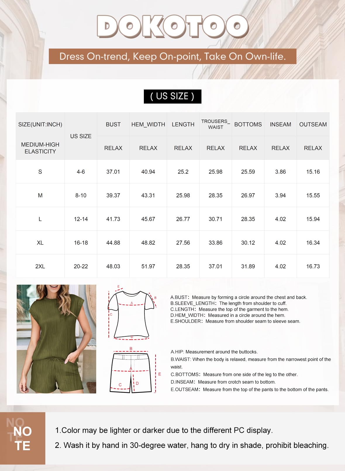 Dokotoo Women's Summer 2 Piece Outfit - Casual Cap Sleeve Knit Top & Drawstring Shorts Lounge Set | Soft Textured Fabric | Perfect for Beach Vacation, Yoga, and Home Relaxation