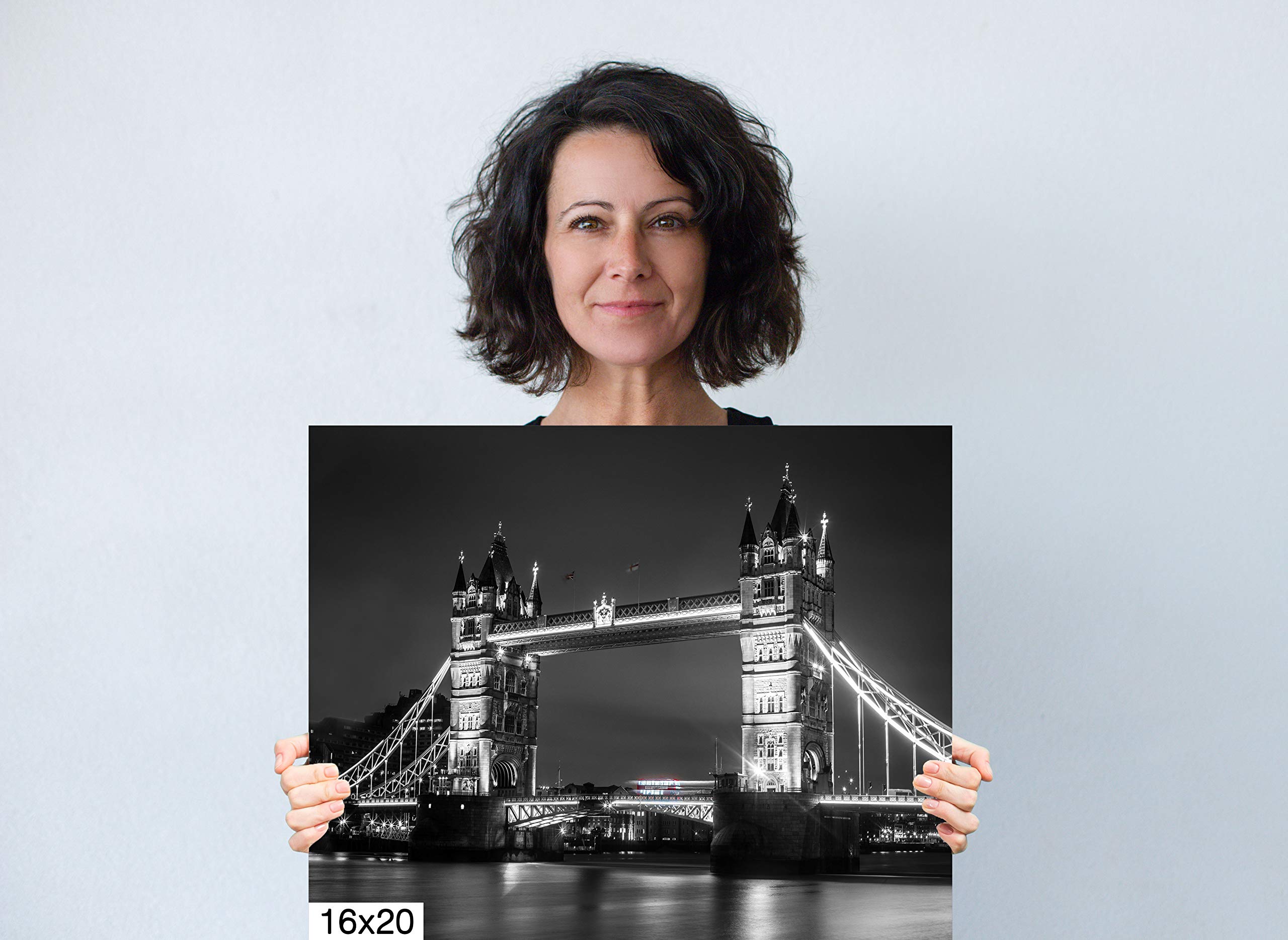 Black and White Tower Bridge London England Photography - Canvas Metal Wall Art Print for Living Room & Bedroom Decor | UK Landmark Cityscape Home Office Wall Decor