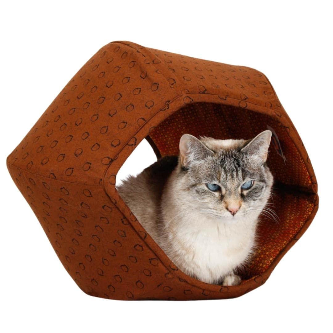 Cozy Cat Ball Bed for Indoor Cats - Soft & Warm Brown Circle Design - Perfect for Napping, Lounging & Playtime