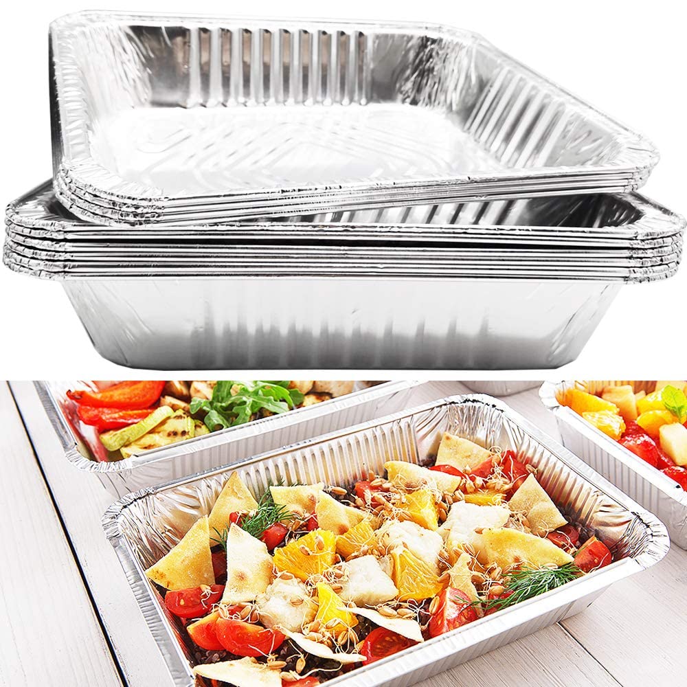 9 x 13 Inch Deep Half Size Disposable Aluminum Pans with Lids - 500 Pack Heavy Duty Baking Pans for Thanksgiving, Christmas, Parties & Catering - Perfect for Roasting Turkey, Casseroles, Lasagna & Meal Prep