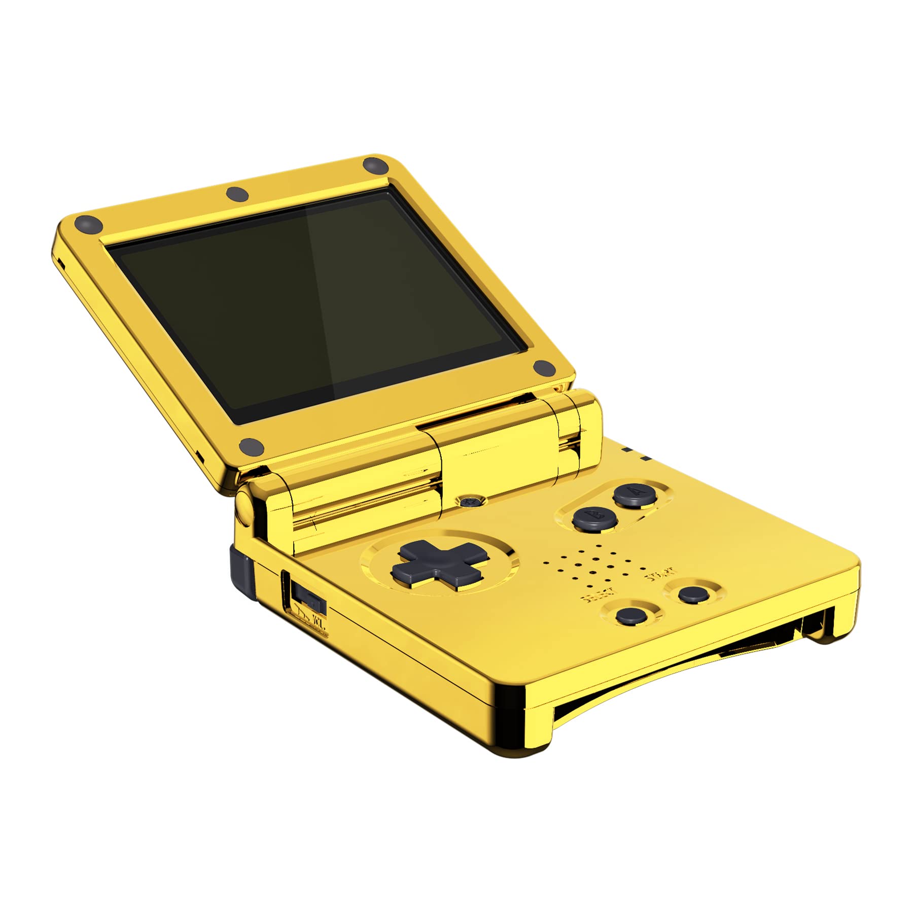 Premium eXtremeRate Chrome Gold Glossy Replacement Shell for Gameboy Advance SP GBA SP - Compatible with IPS & Standard LCD Screens (Console Not Included) - Perfect for Custom Gaming Builds & Console Modding