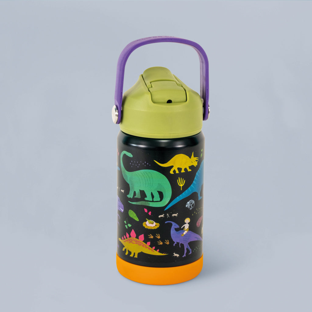 Floss & Rock Dinosaur Themed Insulated Water Bottle for Kids - BPA Free, Leak Proof, Perfect for School, Sports & Outdoor Adventures