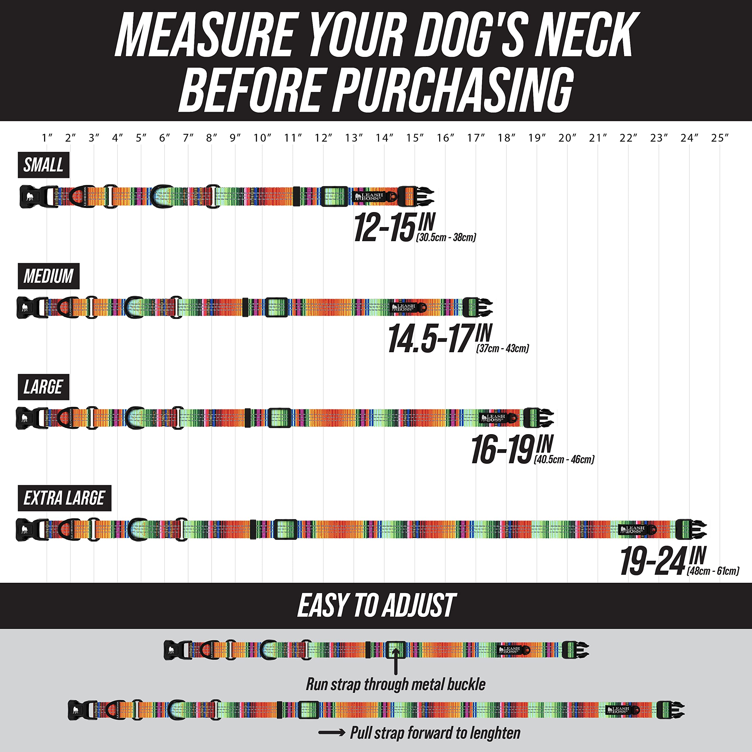 **Leash Boss Martingale Dog Collar – Reflective Nylon No-Pull Training Collar for Small, Medium & Large Dogs | Adjustable Quick-Release Buckle | Perfect for Walks, Hiking & Outdoor Adventures**
