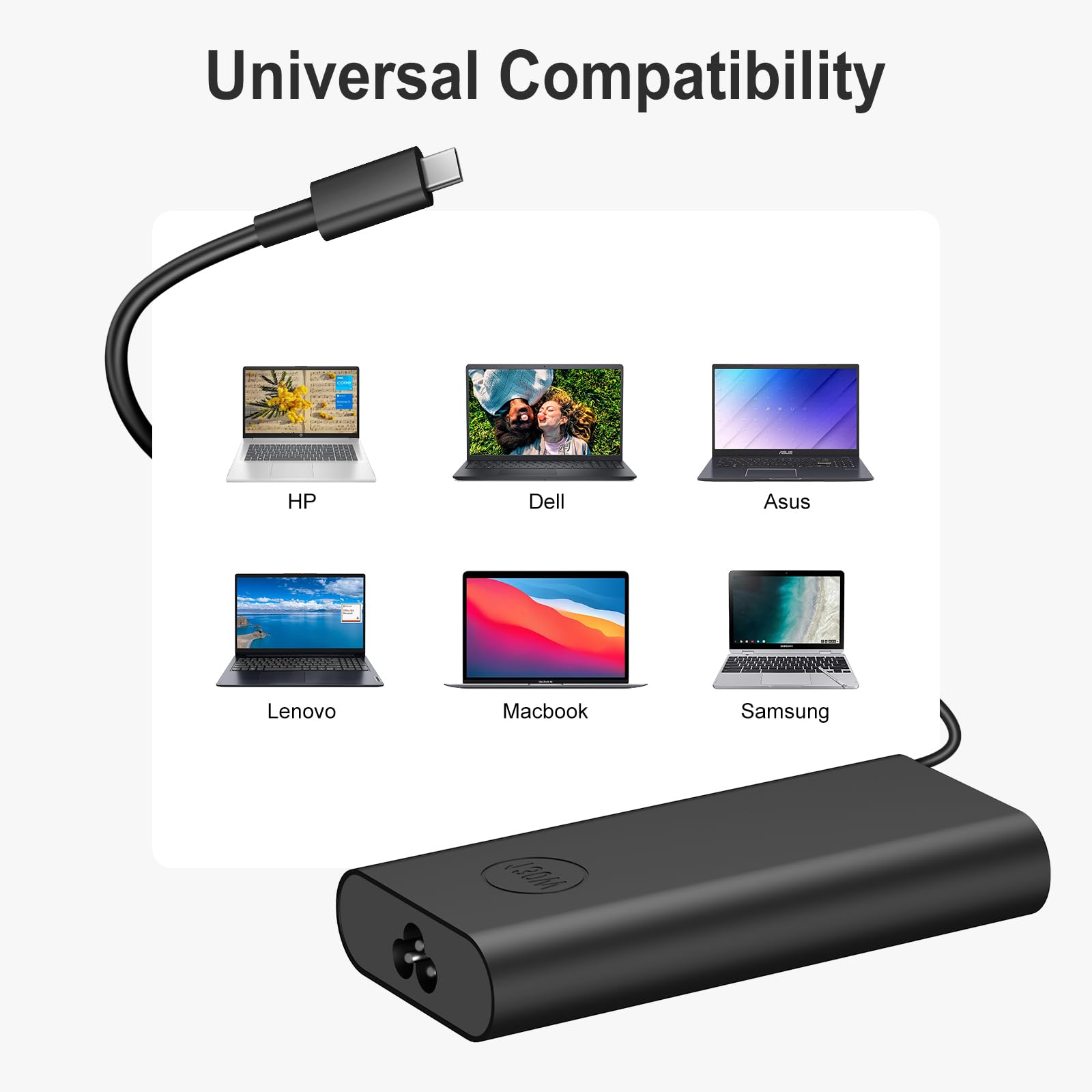 130W USB-C Fast Charger for Dell Laptops - High-Speed Power Adapter Compatible with XPS, Inspiron, Latitude | Perfect for Home, Office & Travel Use