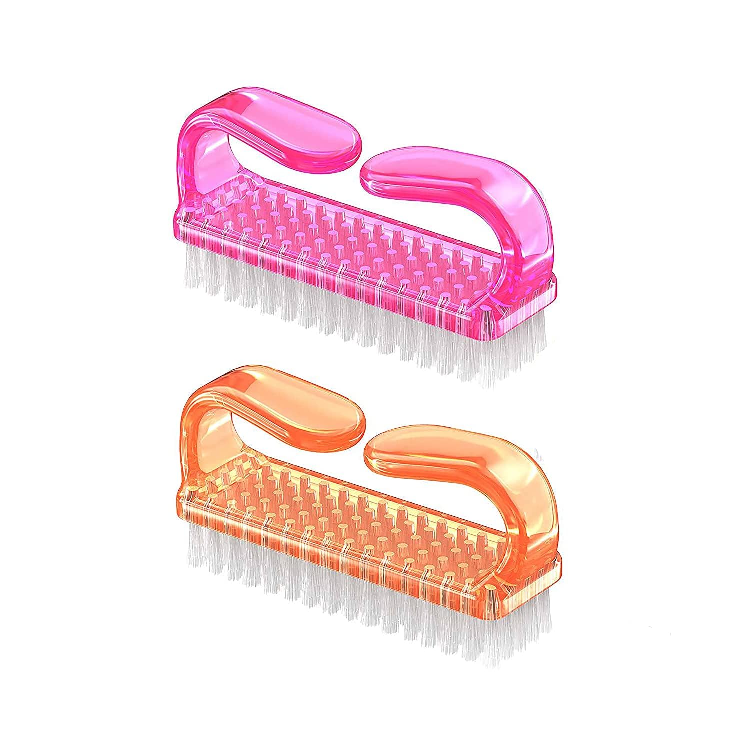 ZAUKY Nail Cleaning Brush for Manicure & Pedicure - Durable Handle Grip Scrub Brush for Fingers & Toes - Gentle Exfoliating Nail Cleaner for Men & Women (Multicolor, Pack of 2) - Perfect for Home Spa, Salon Care & Travel Hygiene