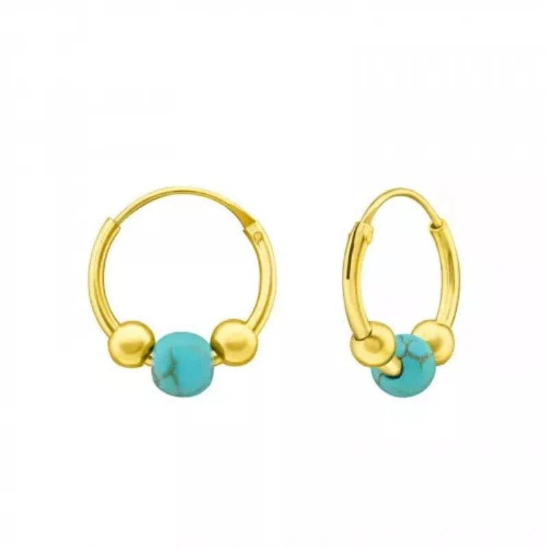 Exquisite Gold Bali Turquoise Earrings for Women – Handmade Boho Jewelry, Perfect for Weddings, Parties & Everyday Wear