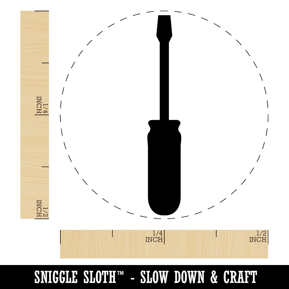 1/2 Inch Mini Screwdriver Silhouette Woodworking Stamp - Self-Inking Rubber Stamper for DIY Crafts, Planners & Scrapbooking - Yellow Ink - Perfect for Toolbox Labeling & Workshop Organization