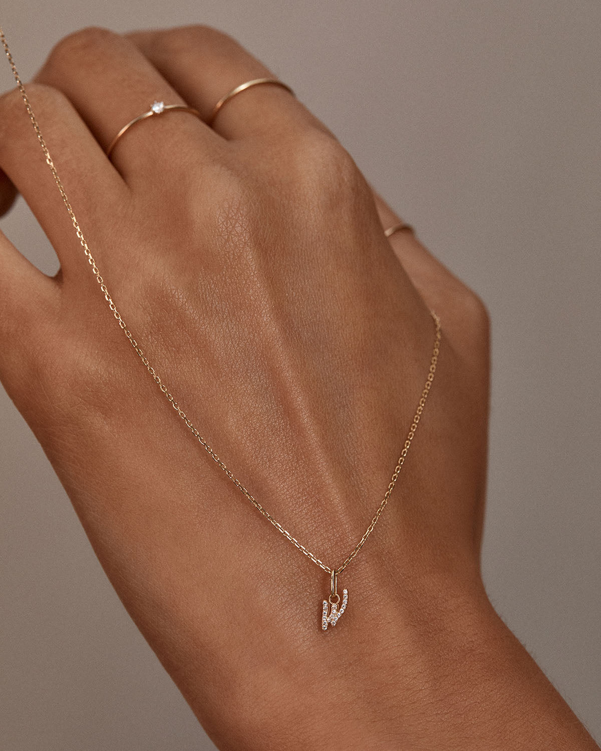 14K Solid Gold Forever Love Diamond Letter Necklace Pendant - Personalized Initial Jewelry Gift for Women, Perfect for Valentine's Day, Anniversary & Special Occasions