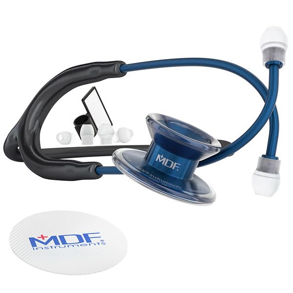 MDF Instruments MD One Epoch Stethoscope - Lightweight Titanium Dual Head Adult Stethoscope with Black Tube & Titanium Blue Capridium Chestpiece (MDF777TCD11) | Free-Parts-for-Life | Ideal for Doctors, Nurses, Medical Students & Healthcare Professionals