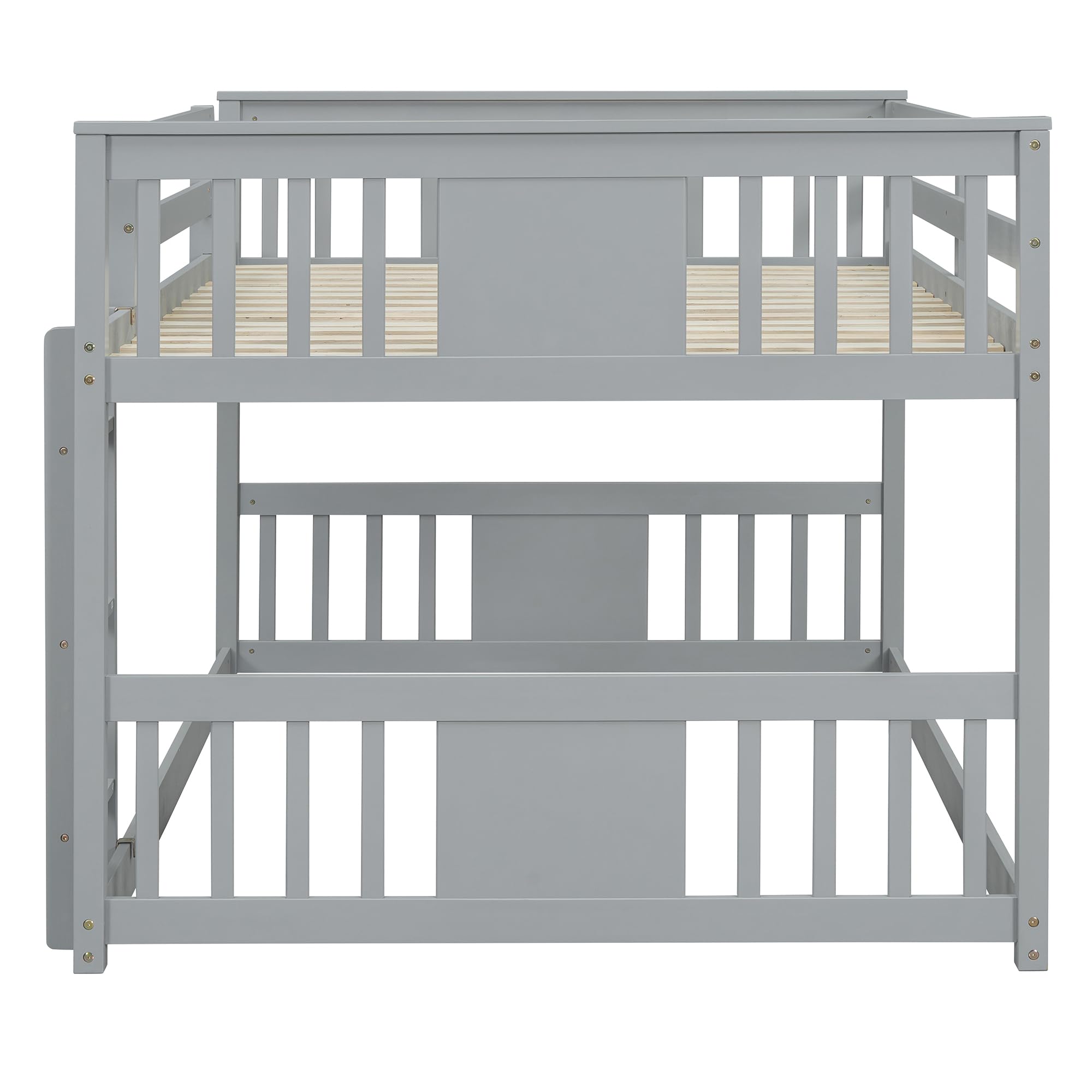 Full Over Full Bunk Bed with Ladder - Sturdy Wooden Twin Bunk Beds for Teens & Adults - Space Saving Bedroom Furniture for Kids Rooms, Dorms & Guest Rooms