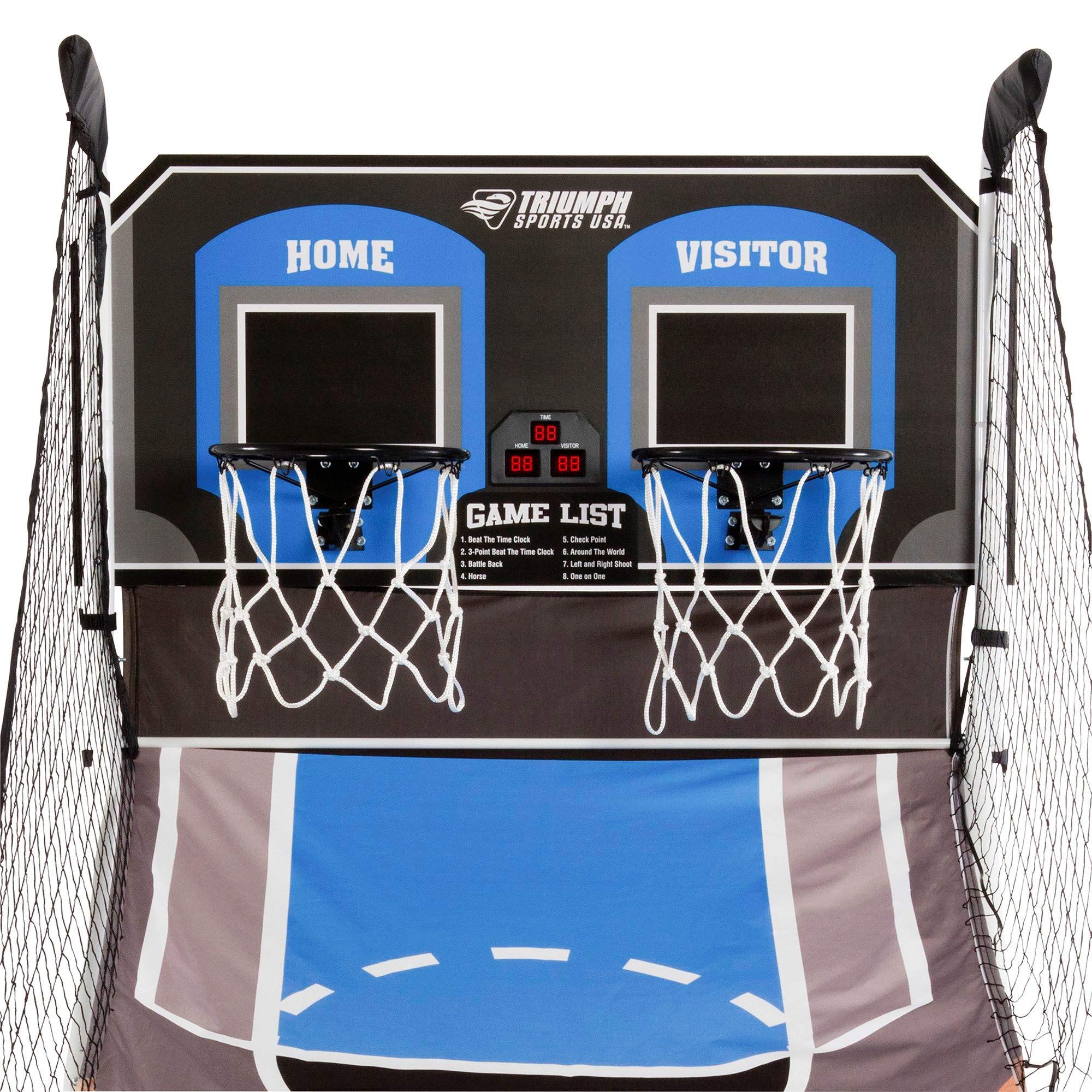 Triumph Sports Big Shot II Double Shootout Basketball Game with LED Scorer - 8 Game Modes & 4 Basketballs - 80.5”L x 47.5”W x 81”H - Perfect for Indoor/Outdoor Family Fun, Backyard Parties, and Competitive Training