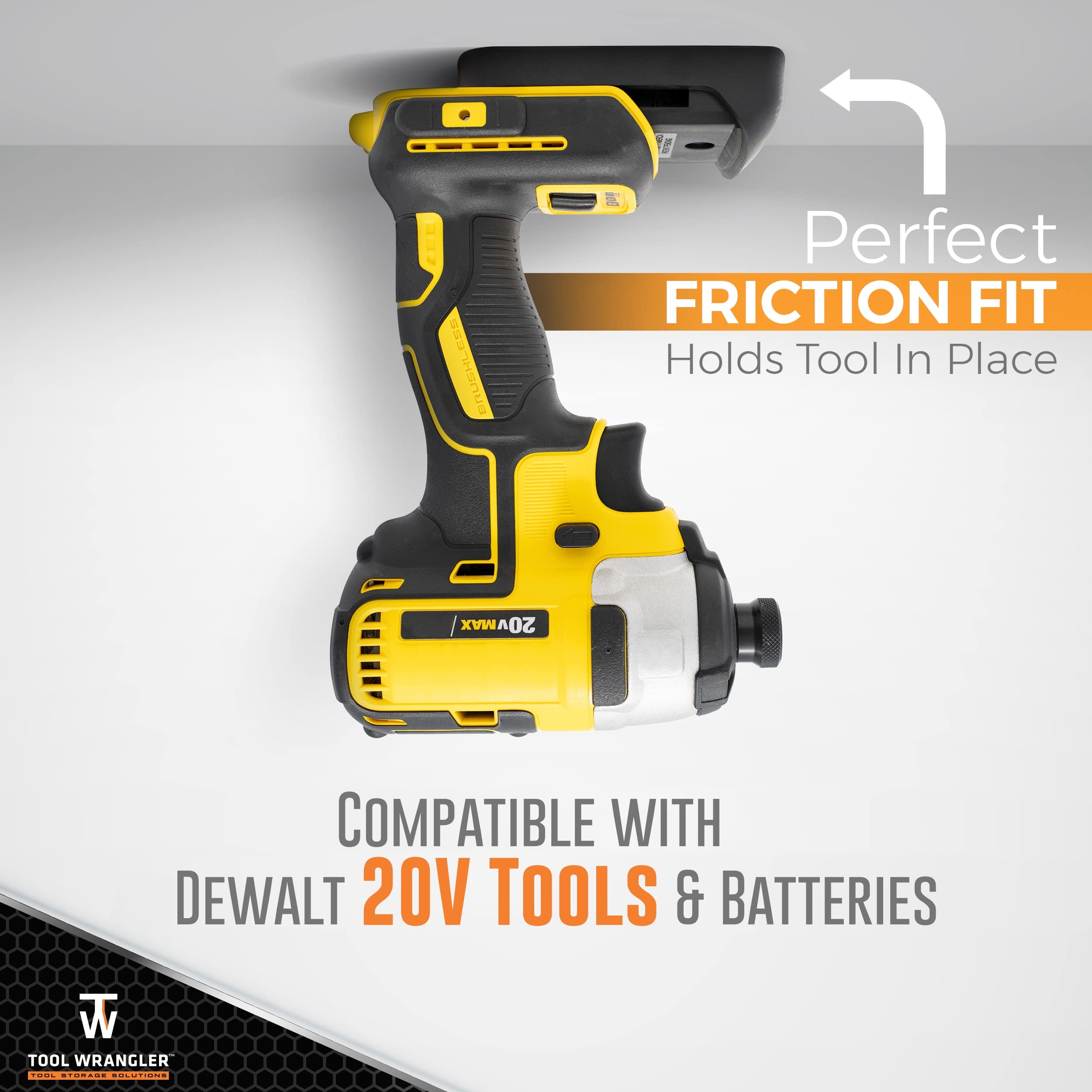 Dewalt Tool Holder Wall Mount Organizer - Fits 20V Max Tools - 8 Slot Storage System | Heavy Duty Drill Holder | Made in USA | Screws Included | Perfect for Garage, Workshop & Toolbox Organization