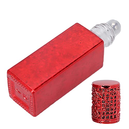 Refillable Roll On Perfume Bottle - Aluminum Shell Travel Essential for Fragrance, Essential Oils & Makeup (Red with Steel Ball & Alloy Cover) - Perfect for On-the-Go Touch Ups & Travel Beauty Routine