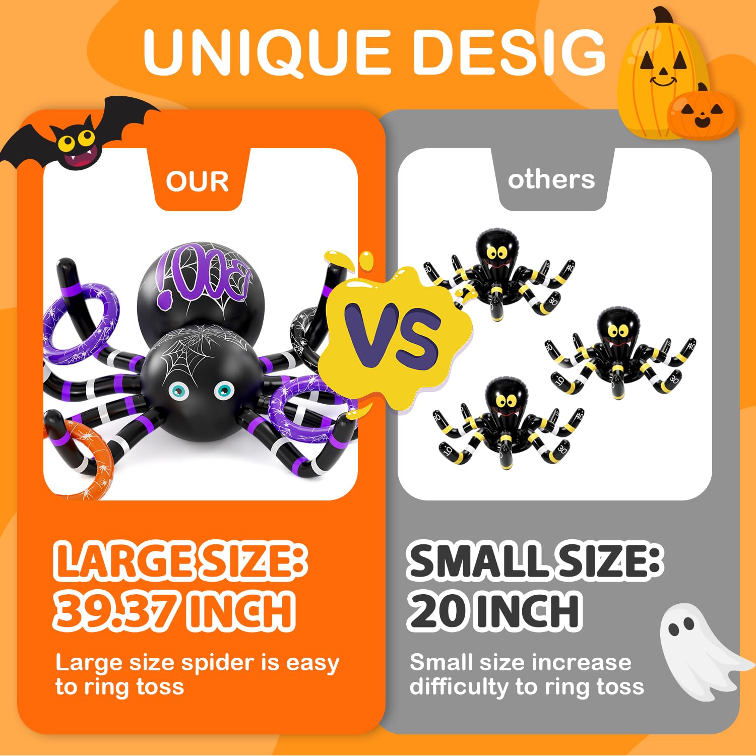 **Spider Ring Toss Game for Halloween - Inflatable Halloween Party Game for Kids, Indoor & Outdoor Halloween Party Favors & Supplies - Perfect for Halloween Parties, Carnivals, and Family Fun Nights**