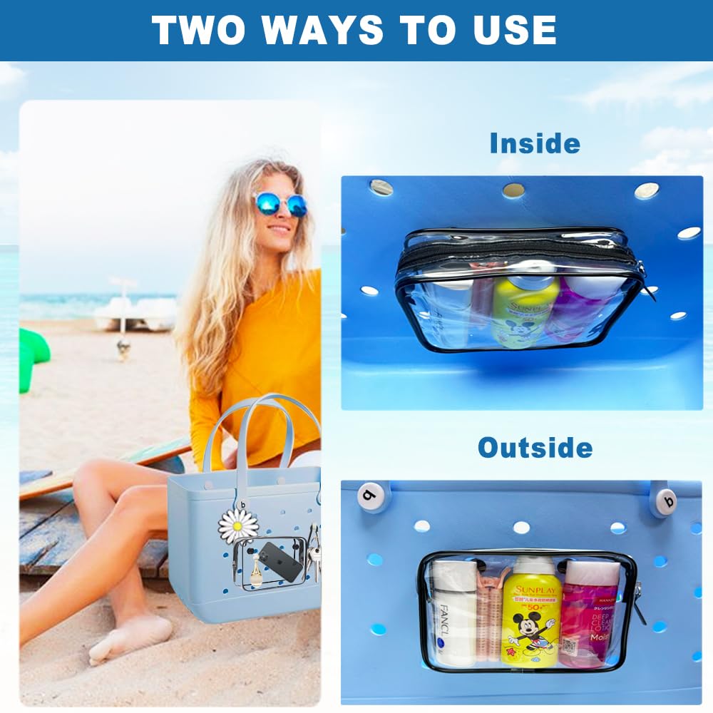 8-Pack Bogg Bag Accessories Set - Clear Pouch, Hooks & Charm for Beach & Travel