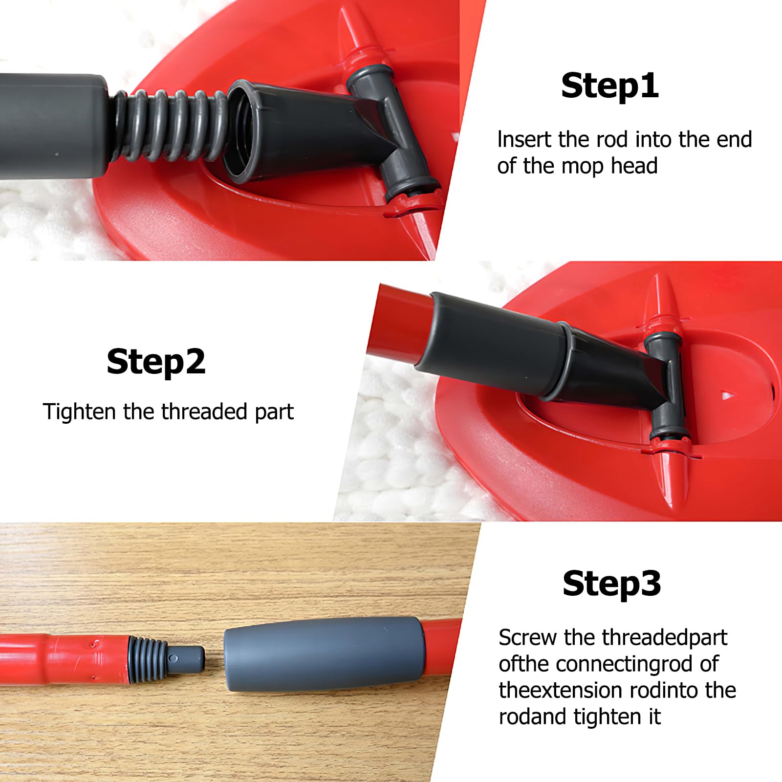 Qulable Spin Mop Replacement Handle - 4-Section Adjustable 30
