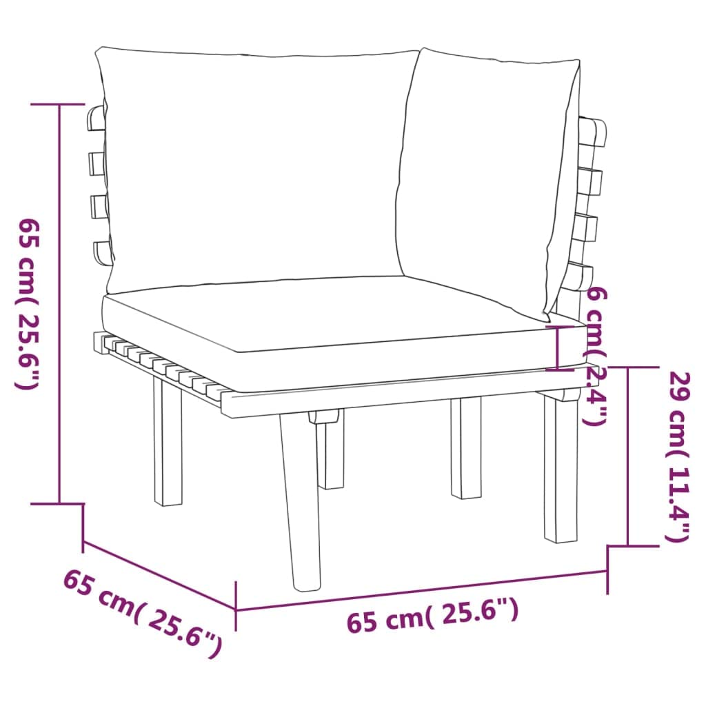 vidaXL 6-Piece Patio Lounge Set, Outdoor Sectional Sofa with Cushions & Coffee Table, Acacia Wood Backyard Furniture for Garden, Deck, Poolside Relaxation