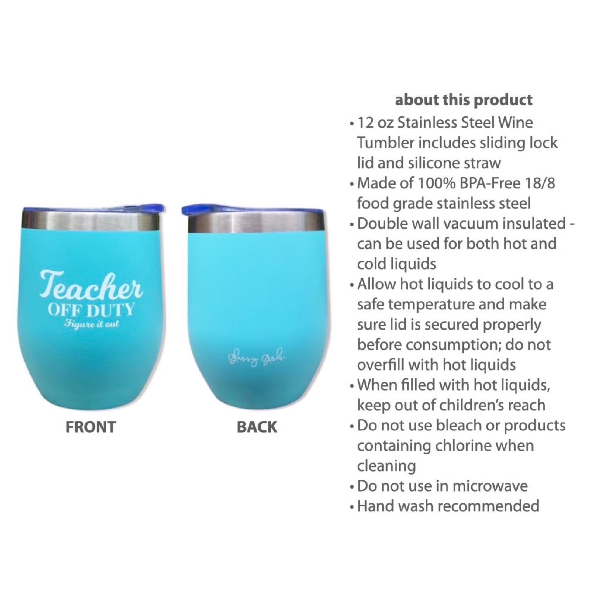 Best Teacher Mint 12oz Tumbler - Teacher Off Duty Cocktail Tumbler, Perfect Student Gift for Teacher Appreciation, End of Year Gift, Ideal for Classroom, Home, or Outdoor Use
