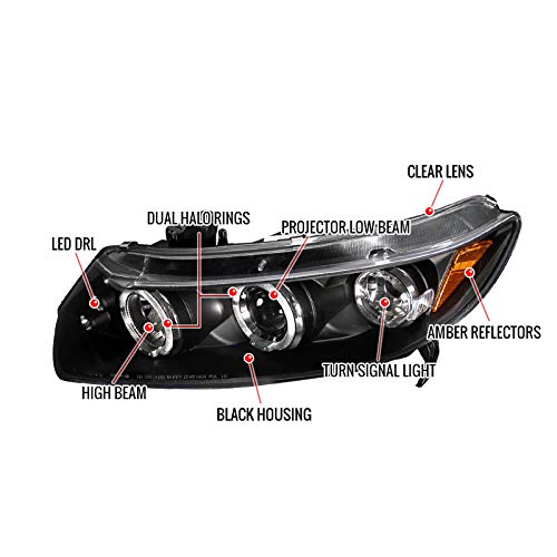 2006-2011 2-Door Car Black LED Halo Projector Headlights - High Performance Replacement Headlamps Pair for Enhanced Night Visibility | Perfect for Street Racing, Off-Roading & Night Driving