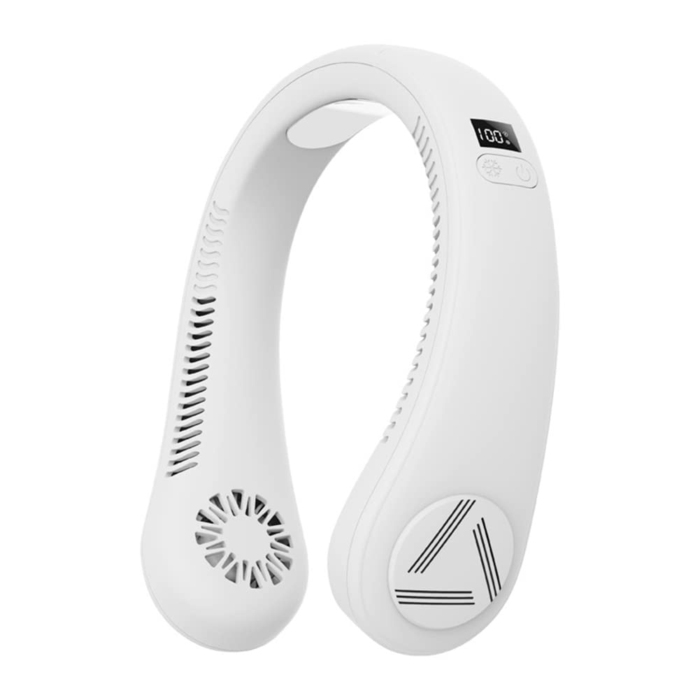 AIZHIYI 4000mAh USB Rechargeable Hands-Free Neck Fan - Portable Personal Air Cooler for Summer, Outdoor Sports, Travel & Office Use - Upgraded White Leafless Design
