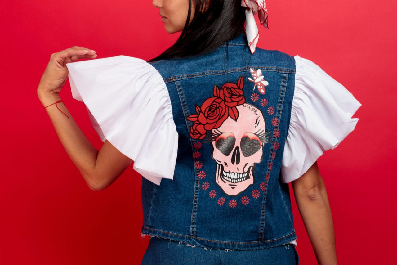 Skull Print Vest for Men - Gothic Punk Style Jacket for Halloween, Cosplay & Streetwear | Trendy Fashion Statement for Parties & Events
