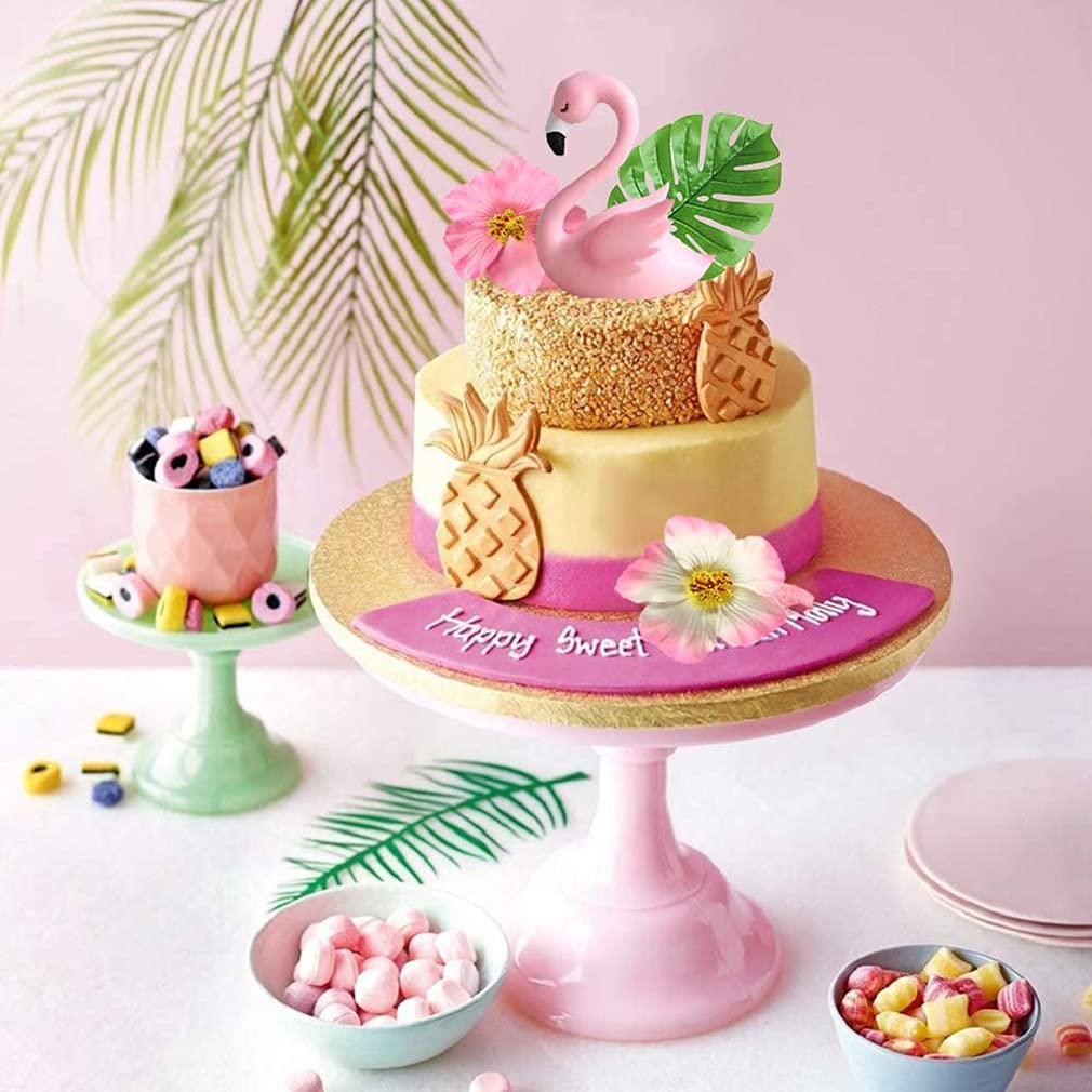 4 PCS Flamingo Cake Toppers - Tropical Hawaiian Luau Birthday Party Decorations for Cakes, Cupcakes & Desserts - Perfect for Beach Themed Parties, Baby Showers & Summer Celebrations