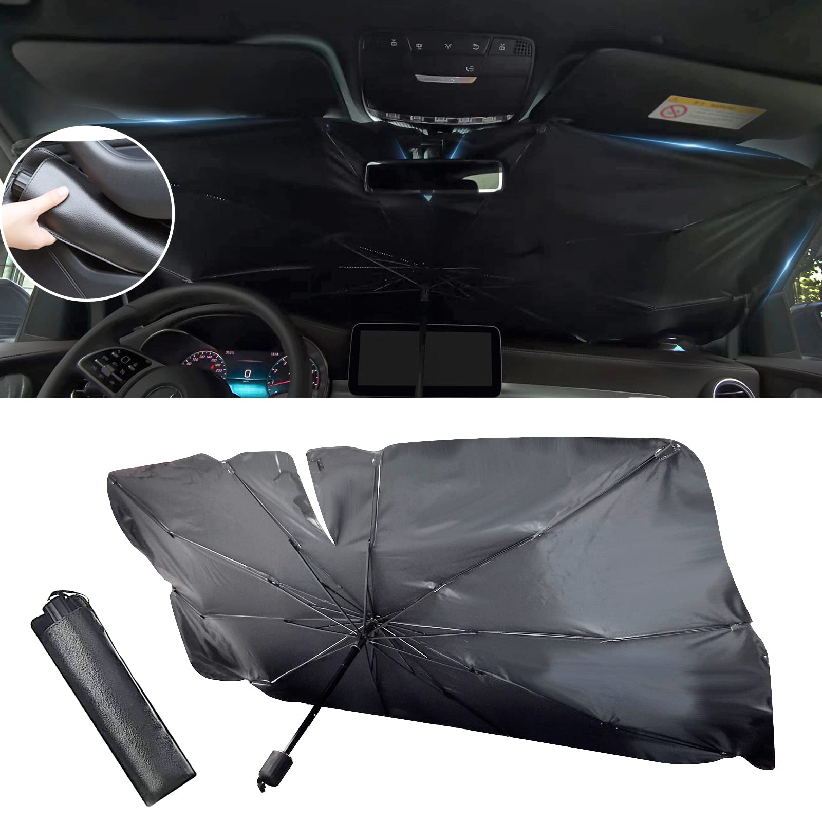 Universal Car Windshield Sun Shade - Ice Crystal Nano Reflective Sunshield for SUV, Truck & Most Vehicles (31