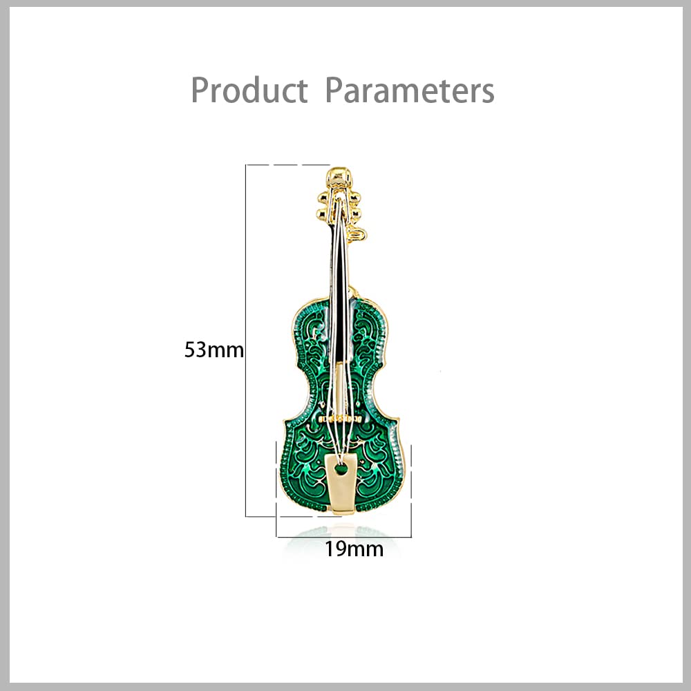 Elegant Green Mini Violin Brooch Pin for Women - Handmade Enamel Lapel Pin, Fashion Jewelry Accessory for Dresses, Weddings, Christmas & Mother's Day Gifts | Perfect for Formal Events, Parties & Special Occasions