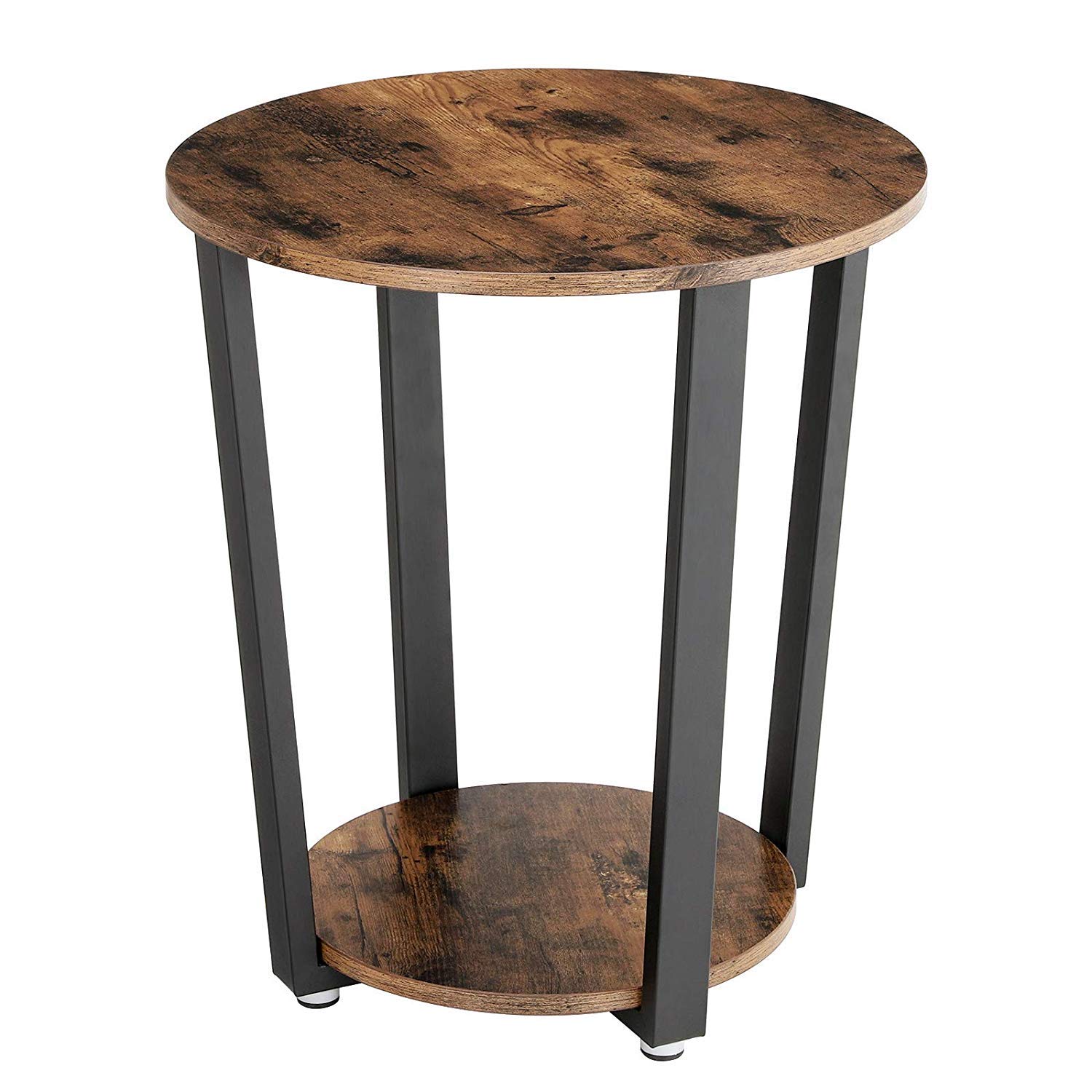 Benjara Stylish Iron and Wooden End Table with Open Bottom Storage Shelf - Brown and Black Accent Table for Living Room, Bedroom, or Office Decor
