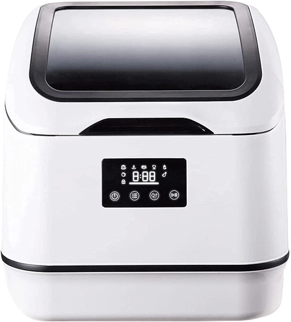 Fully Automatic Mini Portable Countertop Dishwasher - 6 Wash Programs, LED Display, Delay Start Function for Small Kitchens, Apartments, RVs & Dorm Rooms