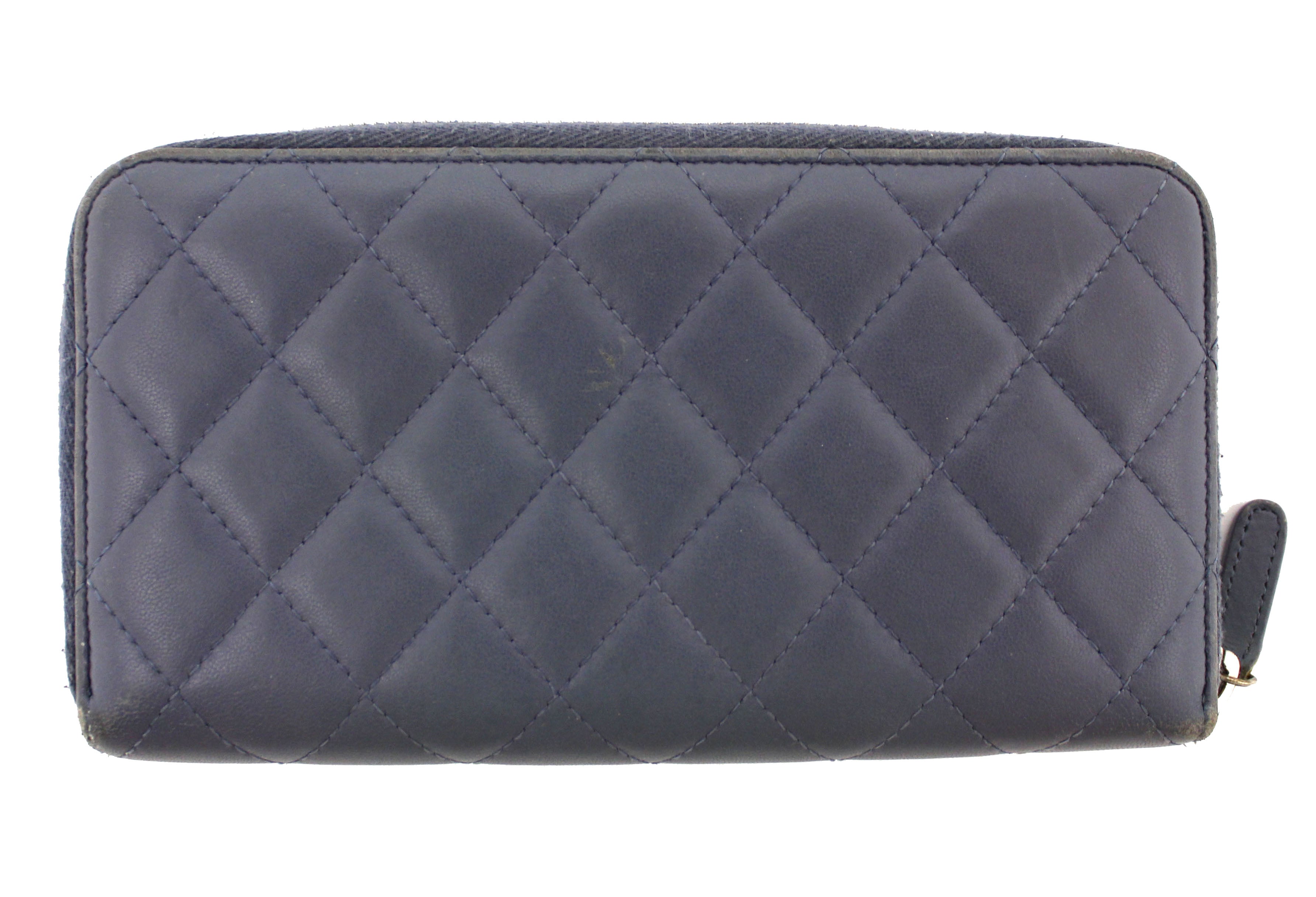 Authentic Chanel Blue Quilted Lambskin Leather Zippy Wallet - Luxury Women's Designer Wallet for Everyday Use & Special Occasions