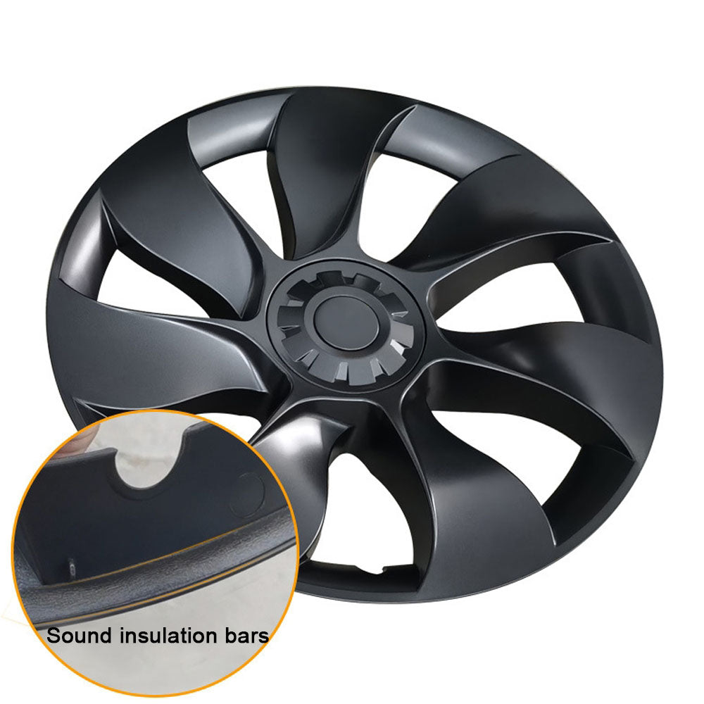 Tesla Model Y 19 Inch Überturbine Wheel Cover Set (4PCS) - Matte Black Hub Caps for Enhanced Style & Protection | Perfect for Road Trips & Daily Commutes