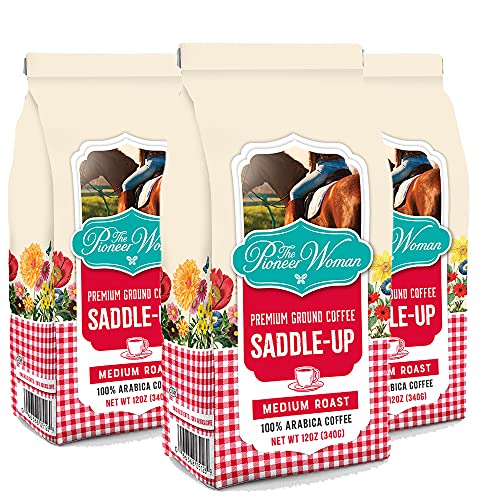 Pioneer Woman Medium Roast Coffee - Saddle Up, 12oz (3 Pack) for Drip & Pour Over Brewing