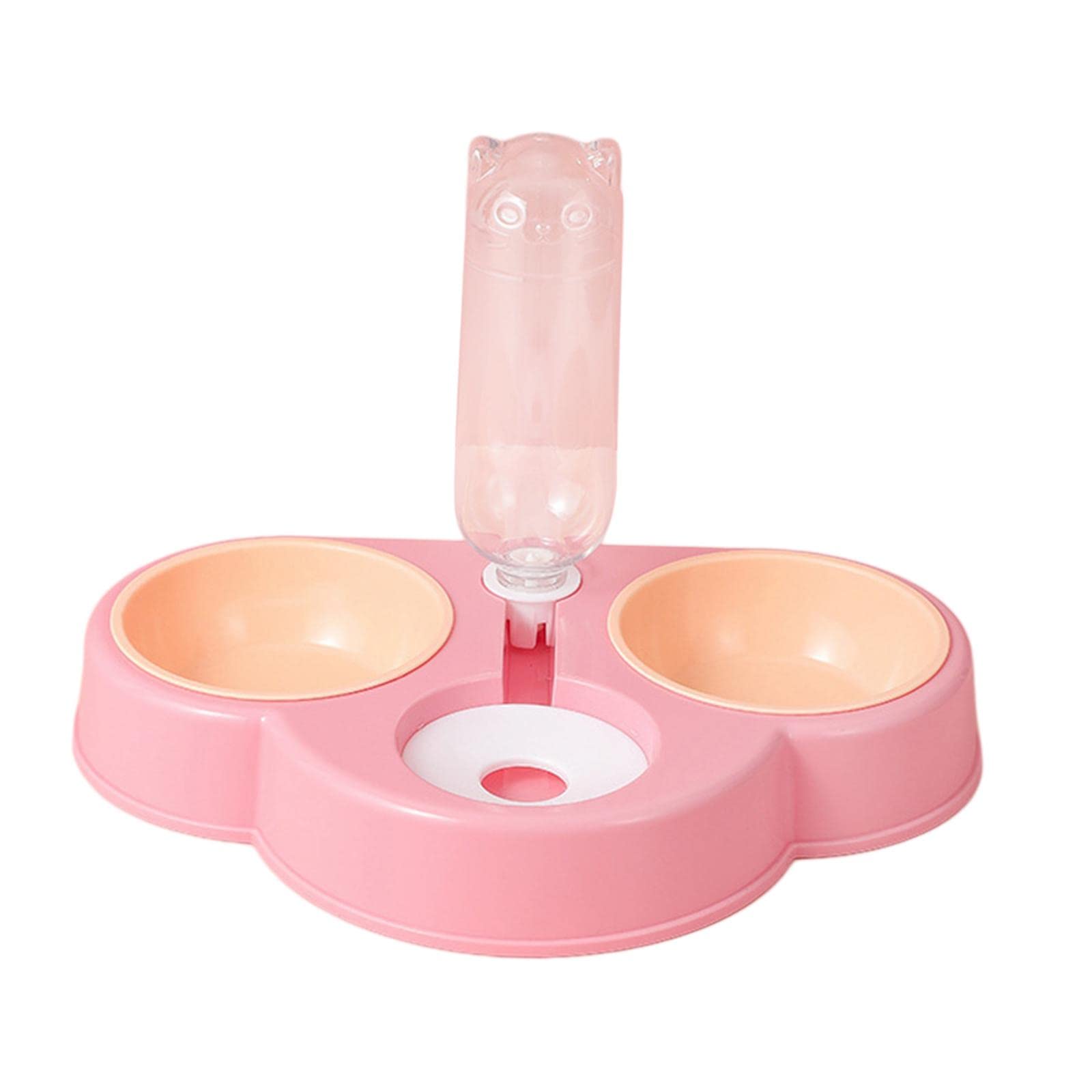 Automatic Dual Bowl Pet Feeder - Portable Food & Water Dispenser for Dogs & Cats, Pink - Perfect for Travel, Home & Office Use