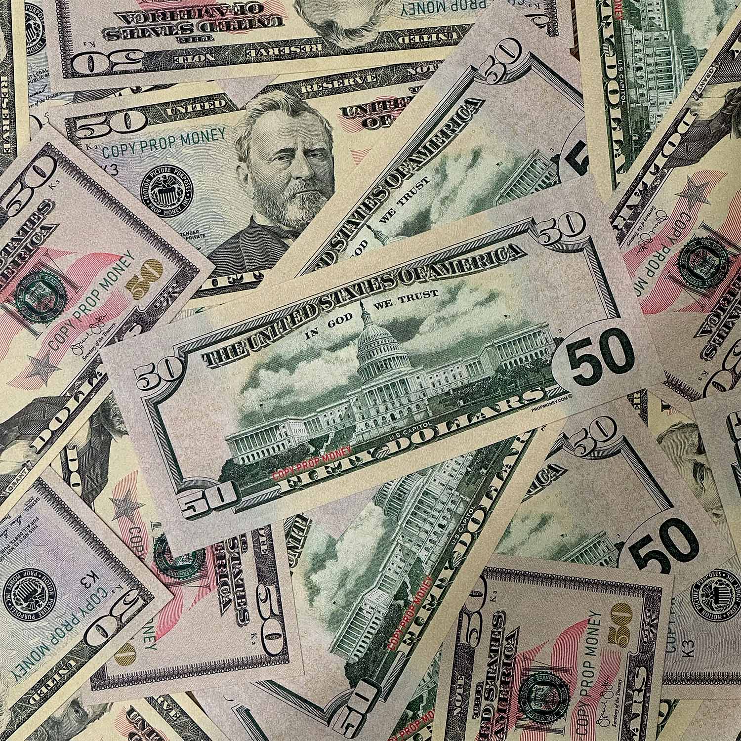Authentic-Looking $50 United States Full Print Prop Money Stack - Perfect for Movies, Music Videos, and Photo Shoots
