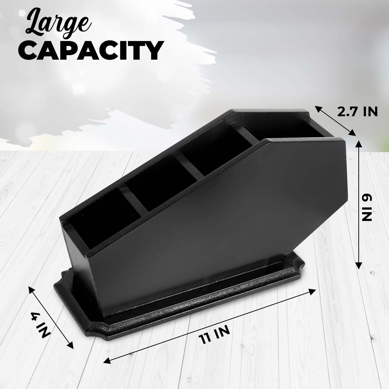 Gothic Wooden Coffin Brush Holder - Halloween Makeup Organizer for Vanity, Bathroom & Bedroom Decor - Spooky Witchy Gift for Women - Black - 11x6x4 Inches - Perfect for Halloween Parties, Gothic Home Decor & Witch-Themed Vanity Setup