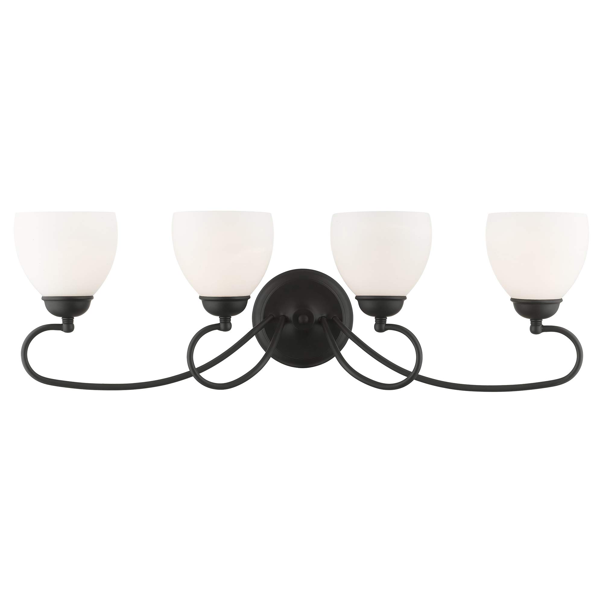 Livex Lighting 4754-04 Brookside 4-Light Bathroom Vanity Light Fixture in Black - Perfect for Bathroom, Powder Room & Dressing Area Lighting
