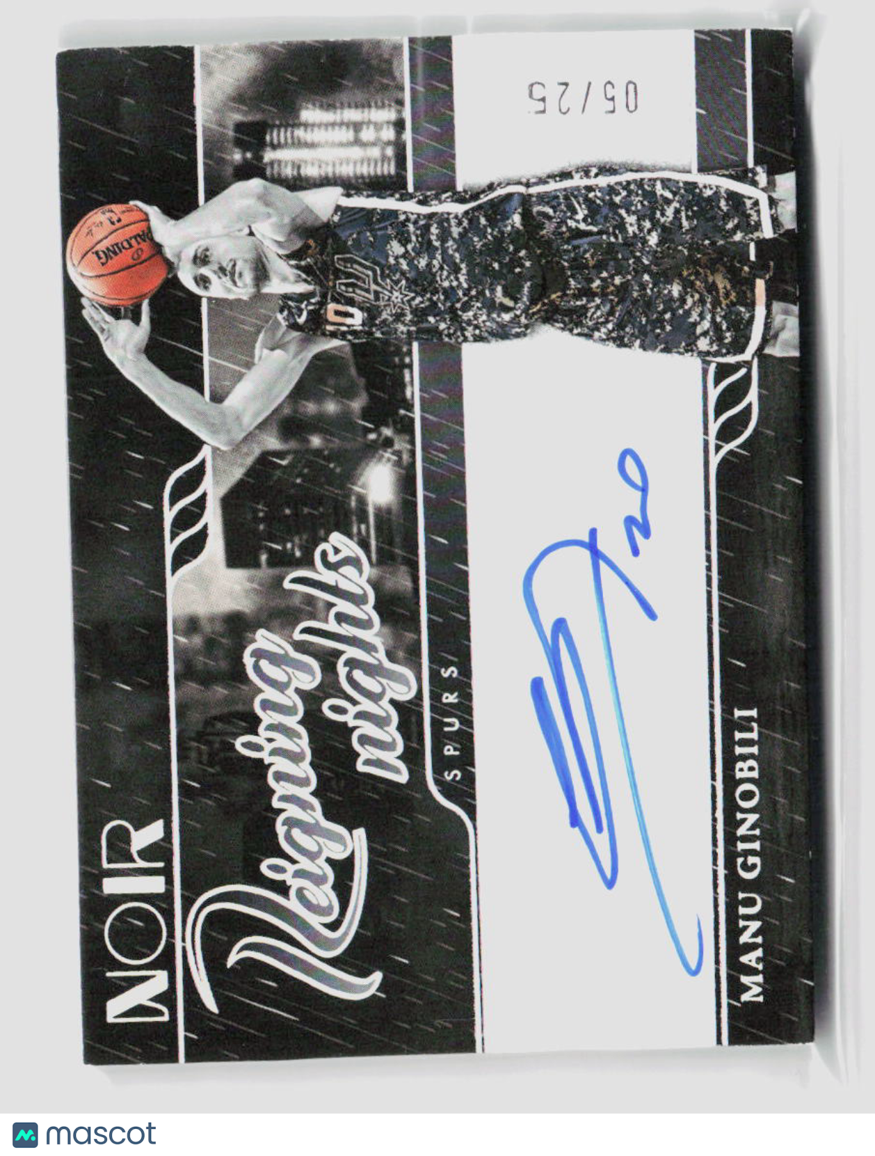 2023 Panini Noir Manu Ginobili Reigning Nights 05/25 RNS MGB Basketball Trading Card - Perfect for NBA Collectors & Sports Memorabilia Enthusiasts