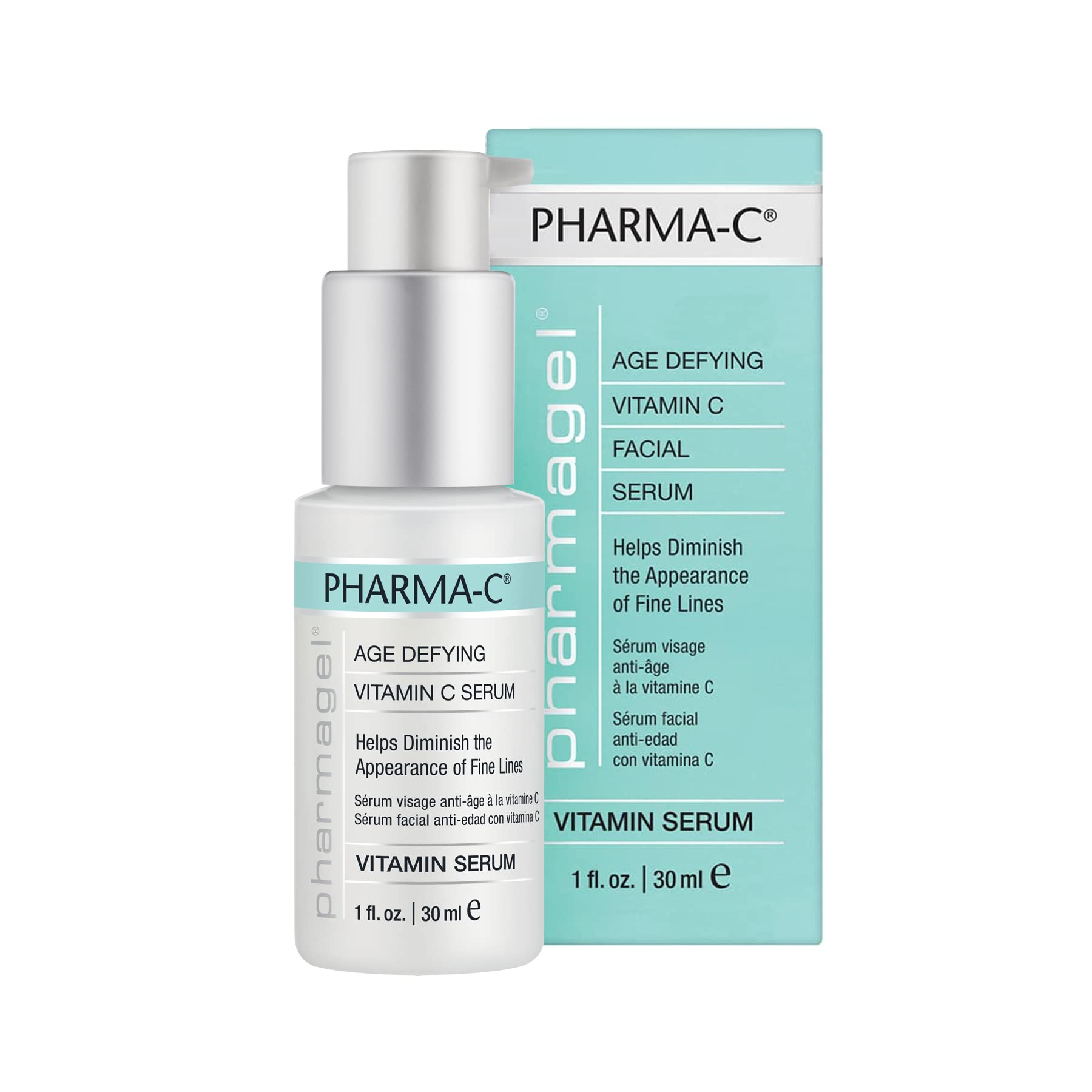 Pharmagel Pharma-C Vitamin Serum - Anti-Aging & Anti-Wrinkle Facial Treatment with Age Spot Remover | Brightening & Hydrating Face Serum for Youthful Skin | 1 Oz | Perfect for Daily Skincare Routine & Nighttime Regimen