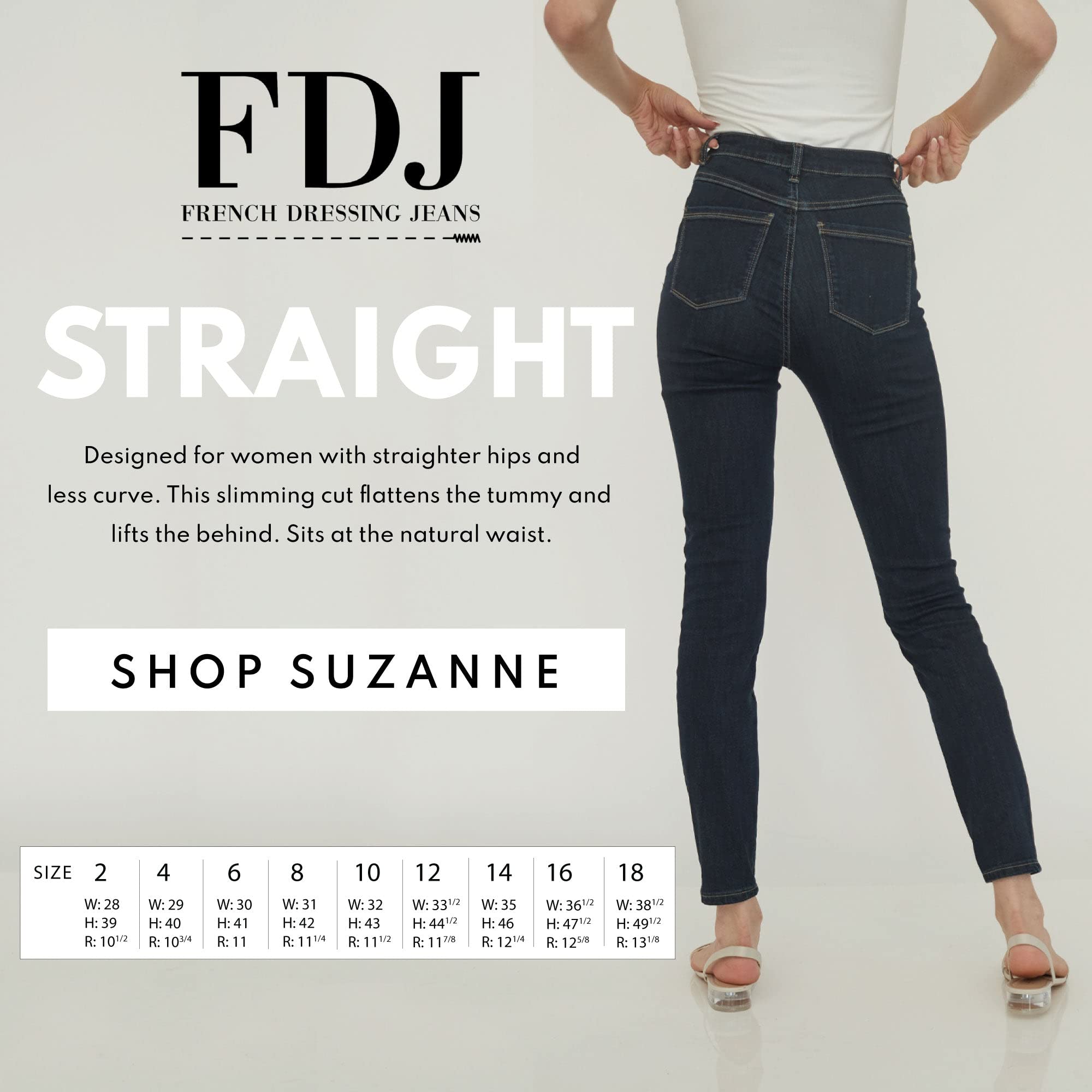 FDJ French Dressing Women's Suzanne Straight Fit Straight Leg Jeans - Classic Denim Pants for Casual Wear, Office & Everyday Outfits