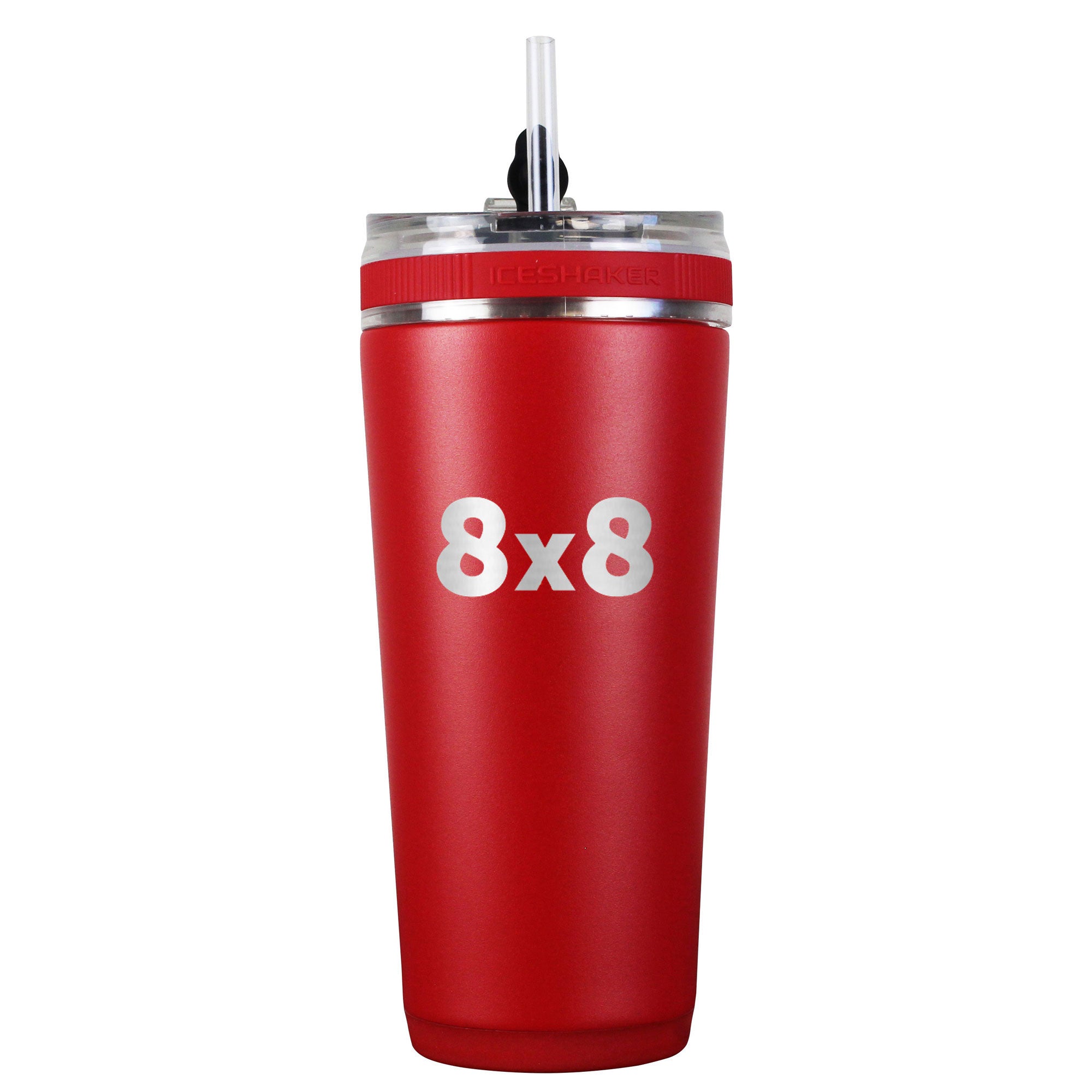 8x8 Custom 26oz Flexible Water Bottle - Leak Proof & BPA Free - Perfect for Gym, Hiking & Outdoor Activities (Red)