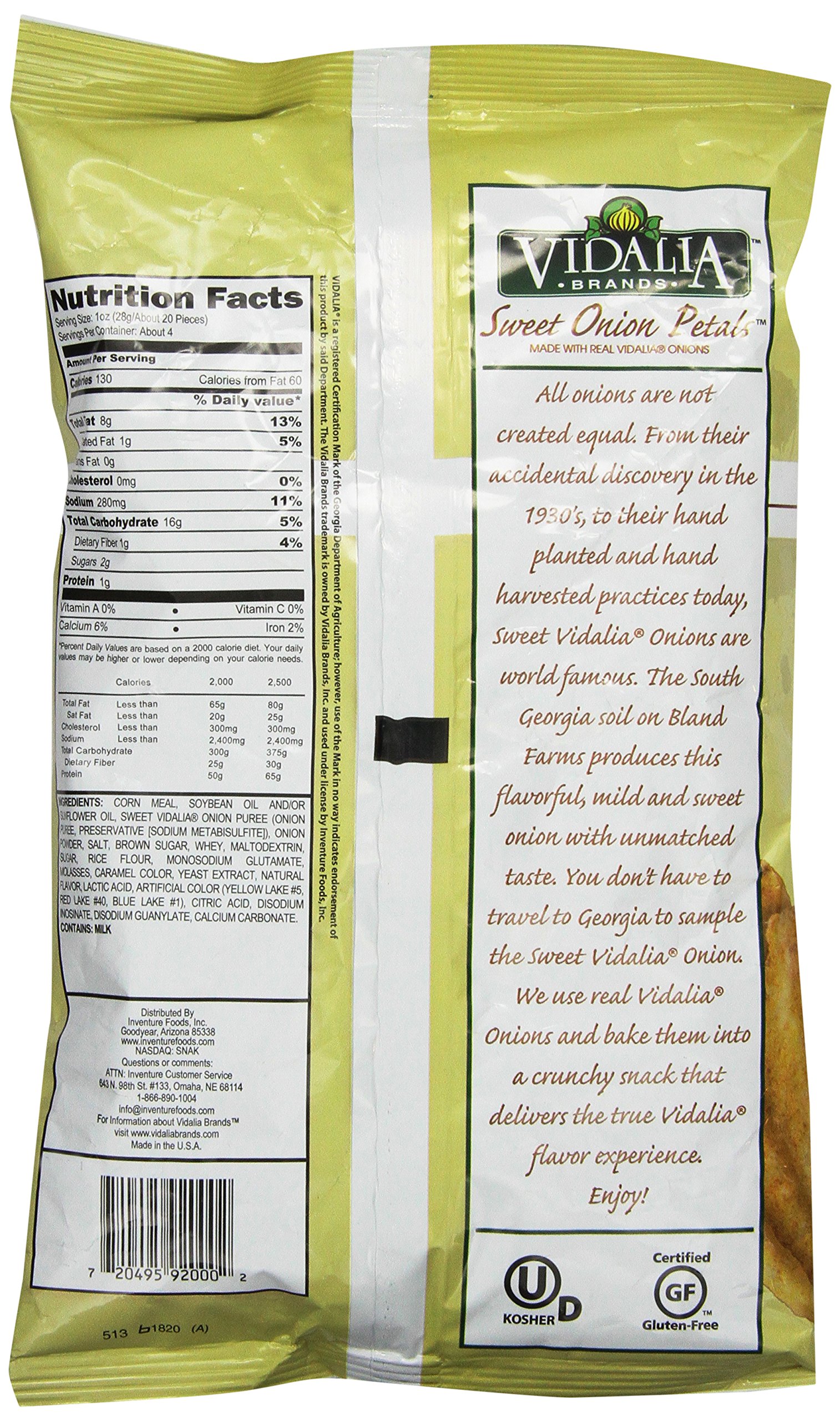 Vidalia Brands Sweet Onion Petals - Gluten Free Baked Snacks, 6 Pack (3.5 oz Bags) - Crunchy Healthy Onion Chips for Parties, Movie Nights & Keto Diet