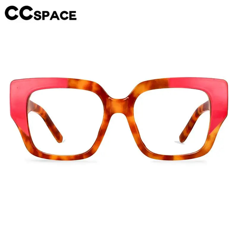CCspace Women's Full Rim Large Square Plastic Reading Glasses R57129 - Fashionable Blue Light Blocking Readers for Work, Reading & Computer Use