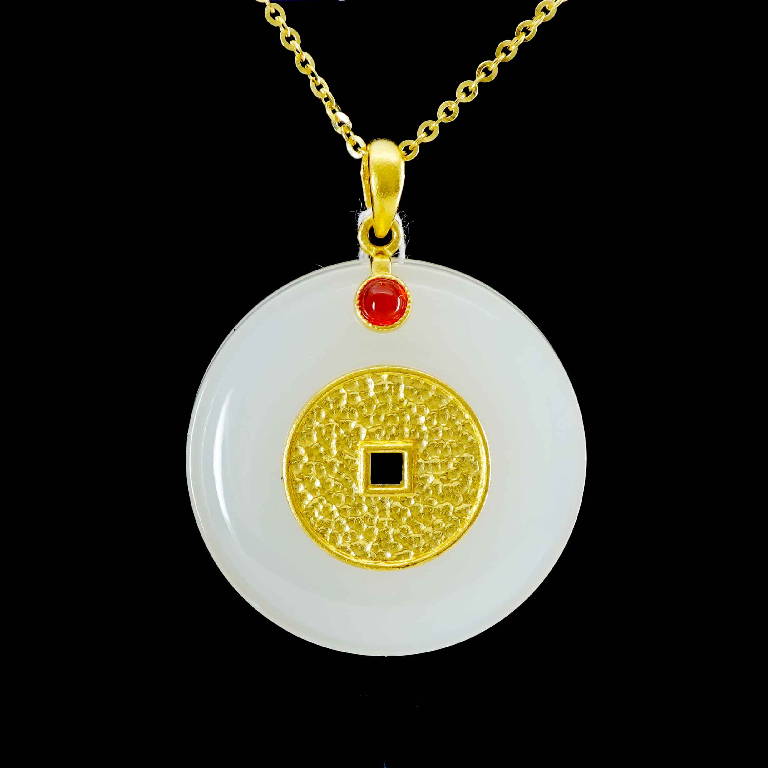 24K Gold Nephrite Jade Pendant Necklace for Women - Elegant Handcrafted Jewelry Gift for Birthday, Anniversary & Special Occasions