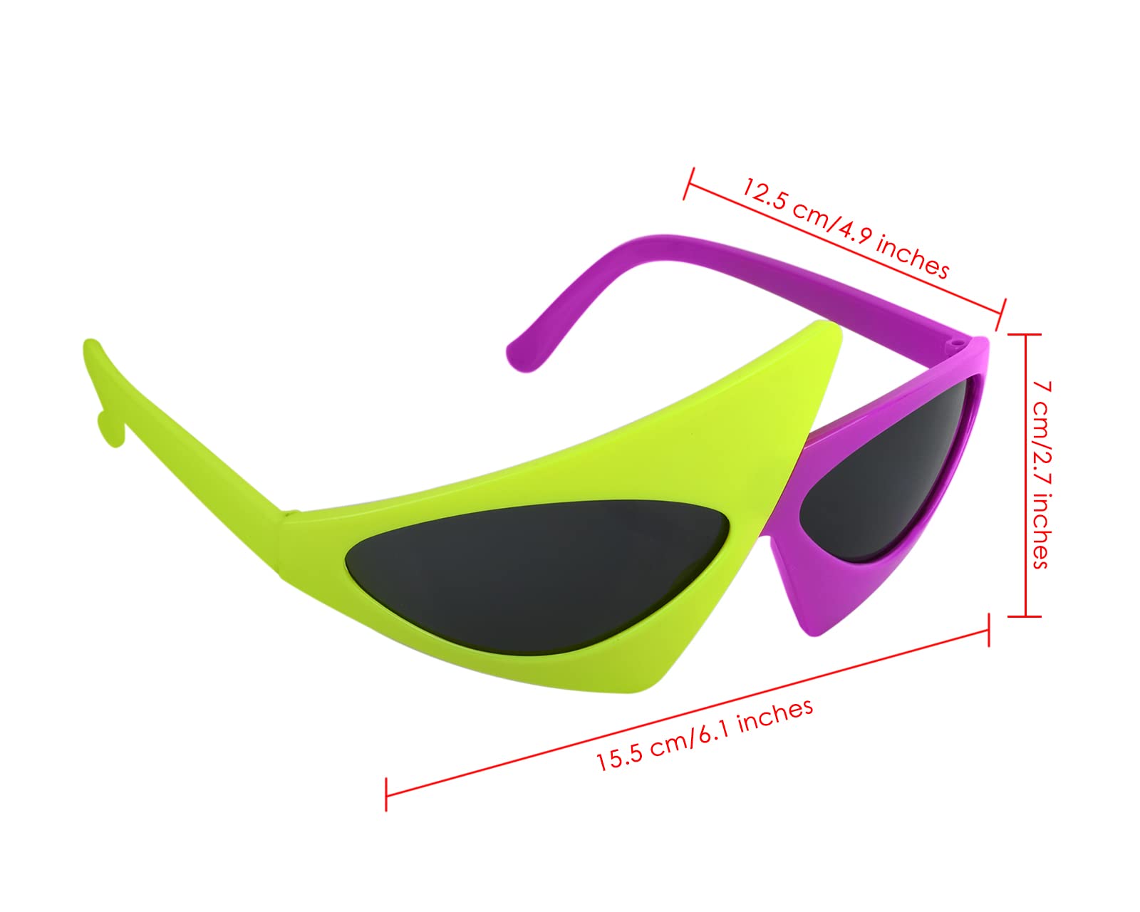 80s Retro Asymmetric Novelty Party Sunglasses - Yellow & Violet Funky Glasses for Hip Hop Dance, Halloween, Rave & Costume Parties | Perfect for 80s Theme Events, Music Festivals & Club Nights