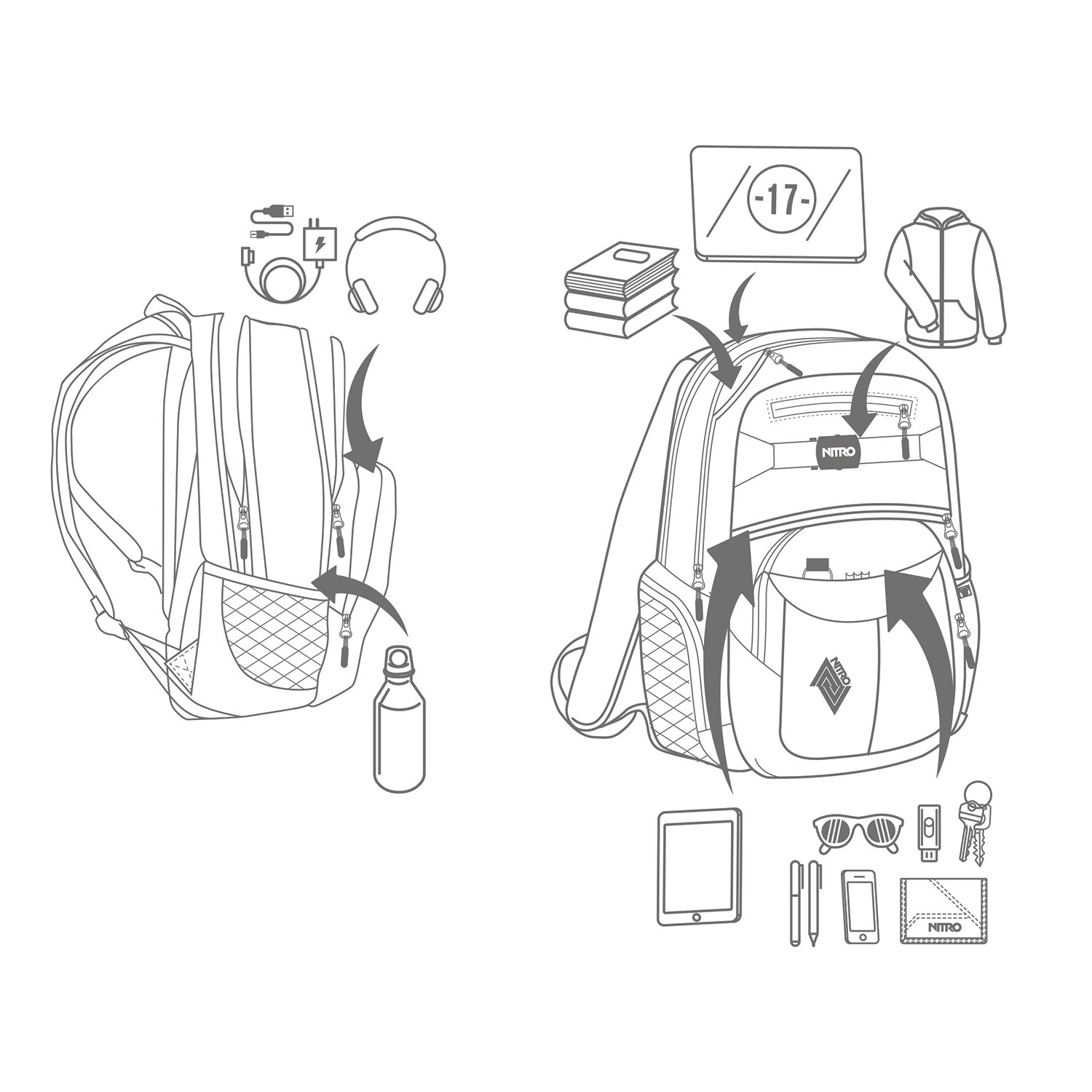 **Nitro Snowboards Unisex Adults' Backpack Rucksack - Beige (Almond), 23x38x52cm (WxHxL) - Durable & Water-Resistant for Snowboarding, Hiking & Travel**