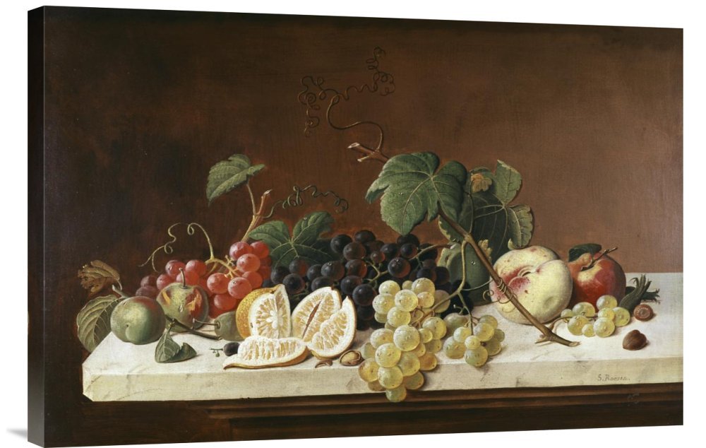 Budget Severin Roesen Still Life with Fruit Canvas Wall Art Print - Gallery Wrap Giclee - Home & Office Decor - Perfect for Living Room, Bedroom, Dining Room