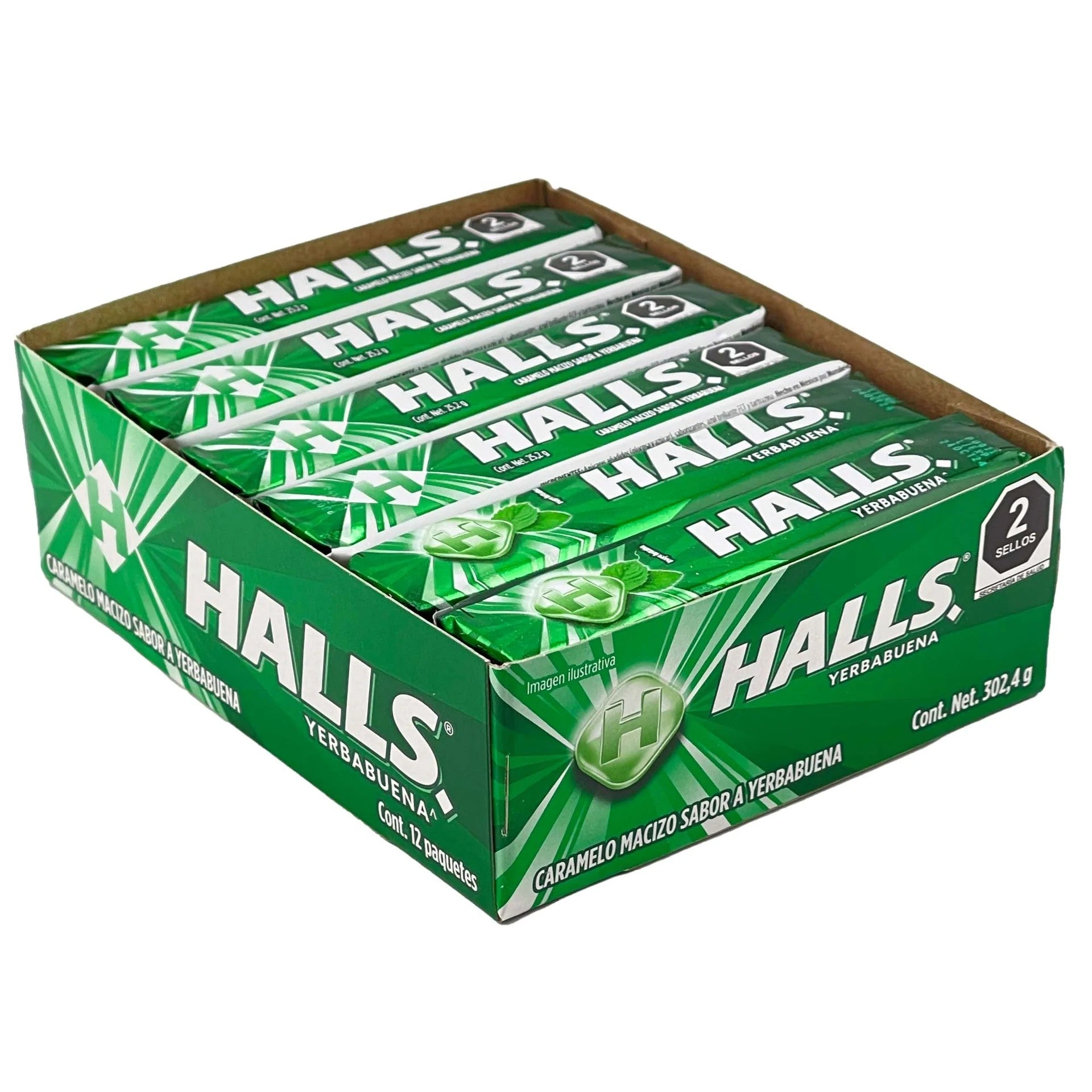 Halls Mexican Sabor Yerba Buena Menthol Cough Drops - 12 Count Box | Soothing Relief for Sore Throat & Cough | Perfect for Travel, Work & Home Use