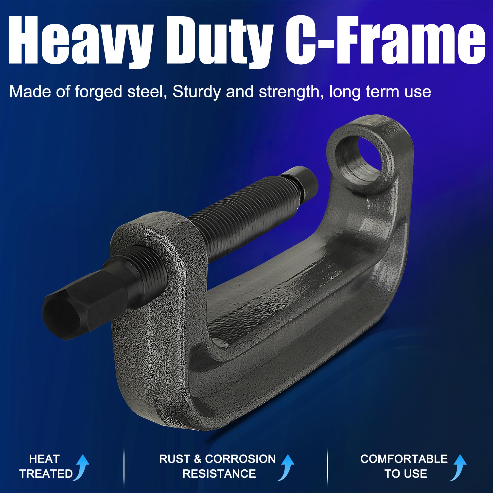 Ball Joint Press Kit - Heavy Duty C-Frame Press Tool for Ball Joints, U-Joints, Wheel Studs & Brake Anchor Pins Removal - Includes 2 Screws - Perfect for Auto Repair Shops & DIY Car Maintenance