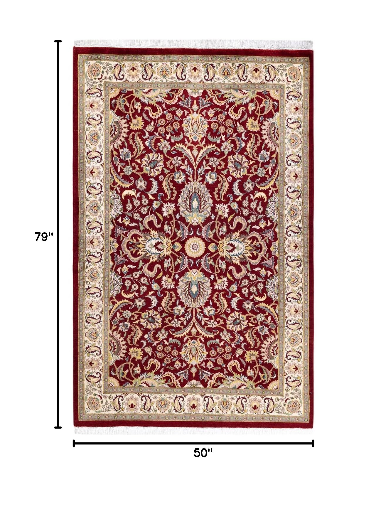 Handmade Wool Oriental Mogul Red 4x6 Area Rug - Traditional Hand-Knotted One-of-a-Kind Design for Living Room, Bedroom & Home Decor